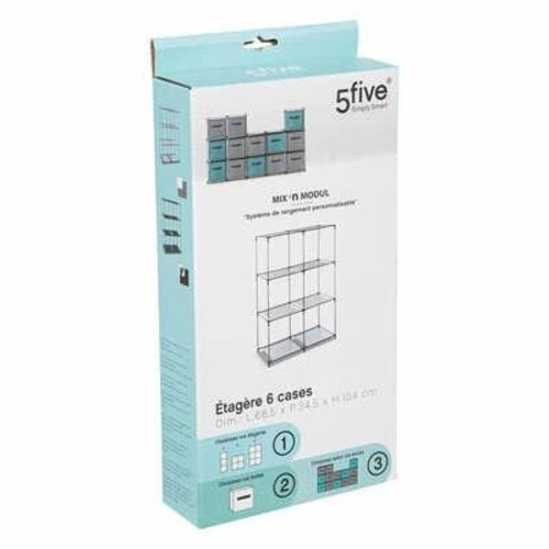 Regał metalowy Mix n`Modul 6-komorowy czarny nowoczesny do salonu i sypialni 5five